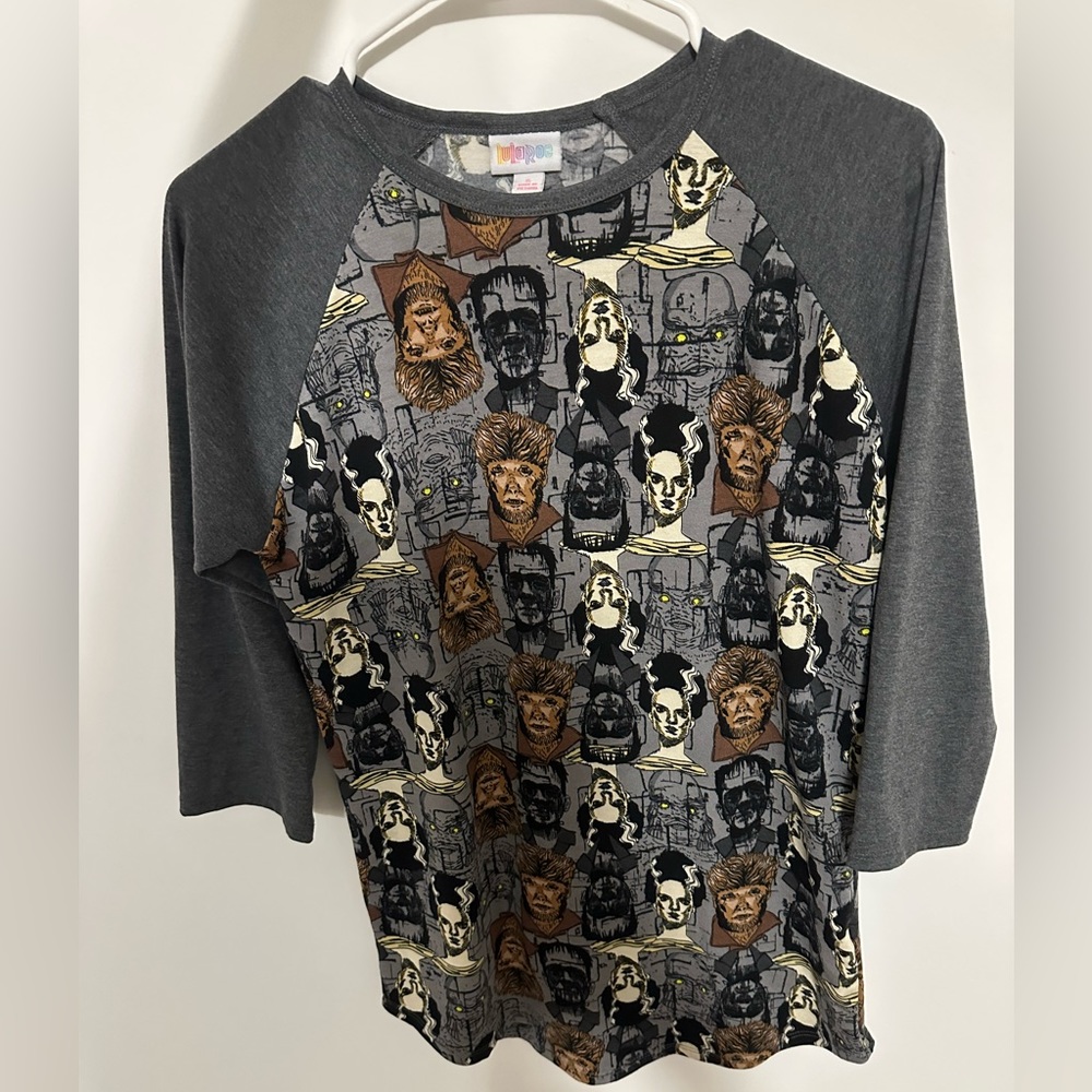 Halloween baseball style quarter length sleeve t shirt